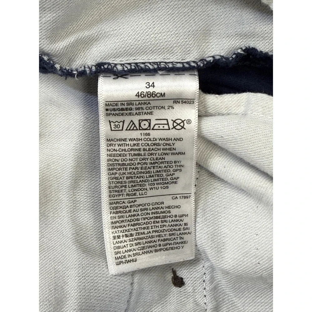 Gap‎ Mens 12 Inch Casual Shorts Tapestry Navy Blue Chino Stretch 34 440988-05